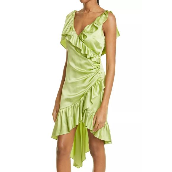 cinq a sept Dresses & Skirts - Cinq à Sept Petunya Silk Ruffle Hi-Low Dress in Green